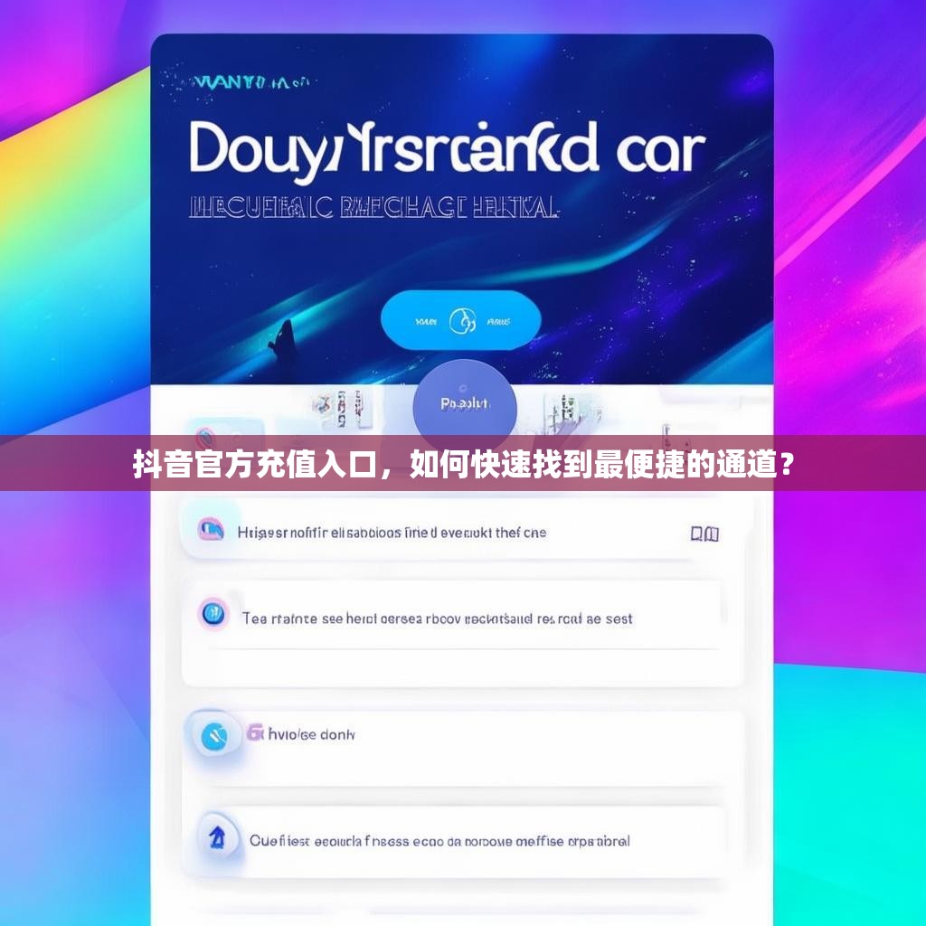 抖音官方充值入口，如何快速找到最便捷的通道？